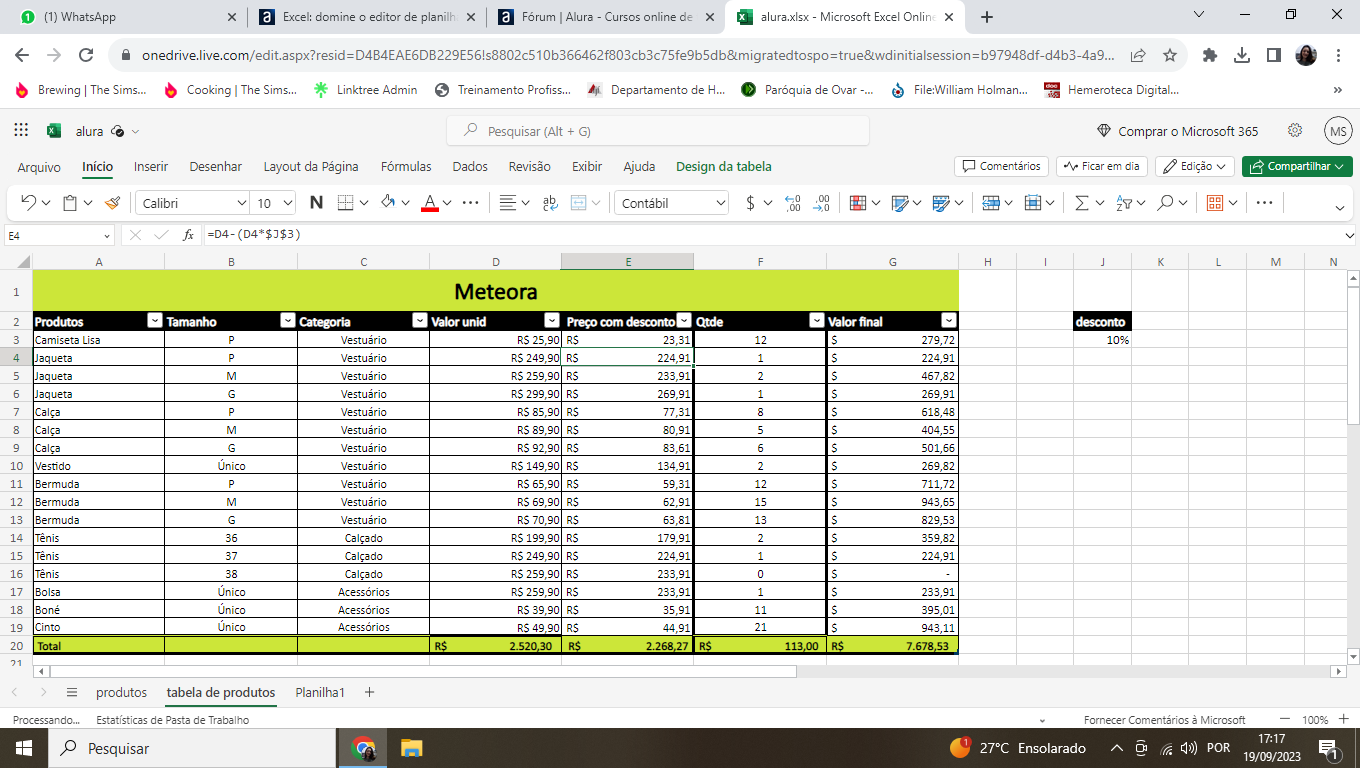 Projeto Projeto Final Curso Excel Domine O Editor De Planilhas