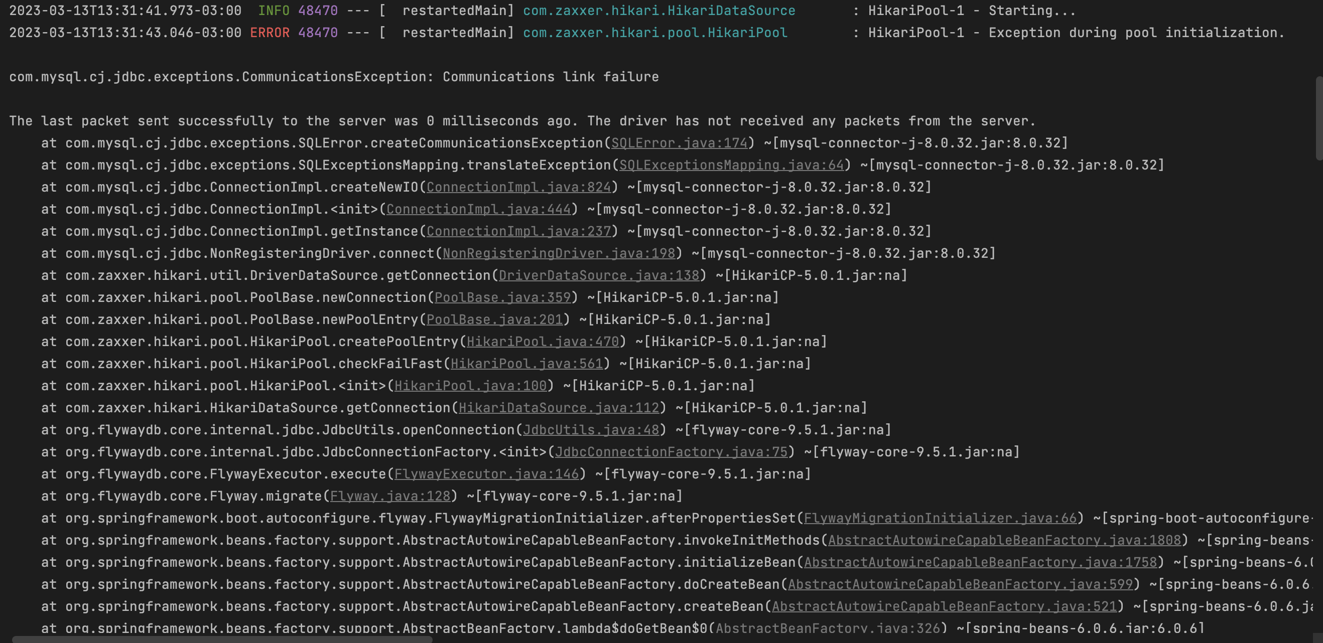 Mysql Cj Jdbc Exceptions Communicationsexception Communications Link Failure Spring Boot