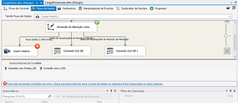 Erro na dimensão de alteração lenta