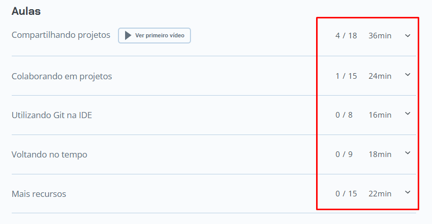 print da página do curso