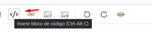 print de como inserir bloco de código