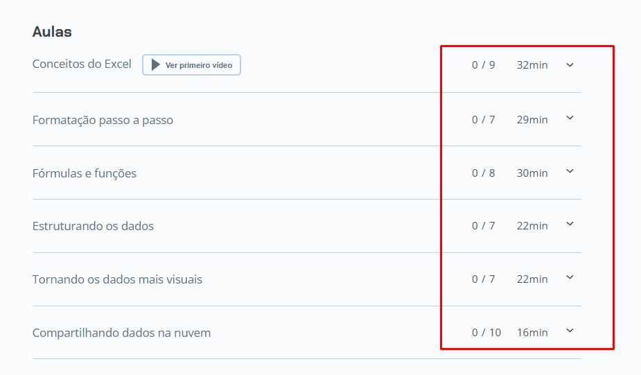 página do curso