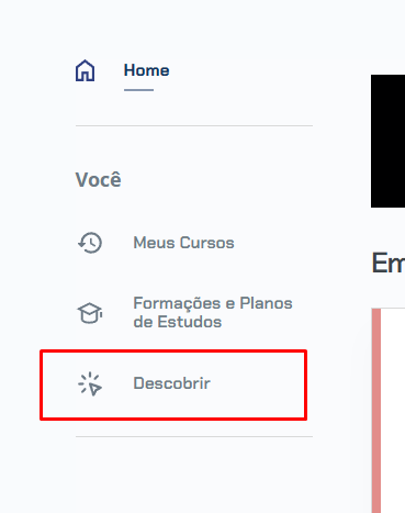 print mostrando as opções da dashboard