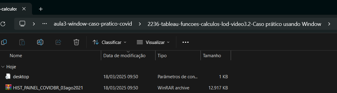 mostrando pasta para extrair