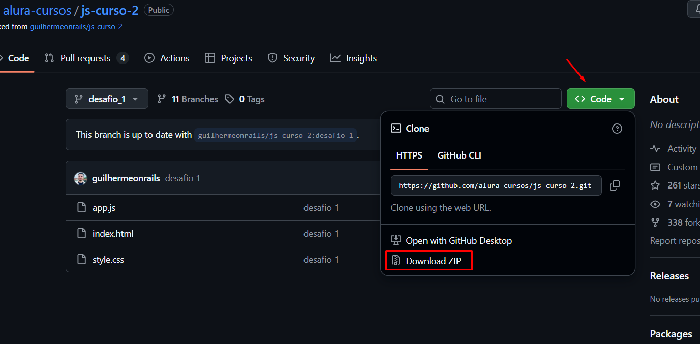 Imagem mostrando o github