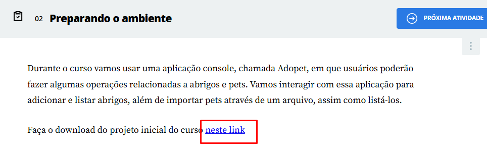 mostrando o link de download