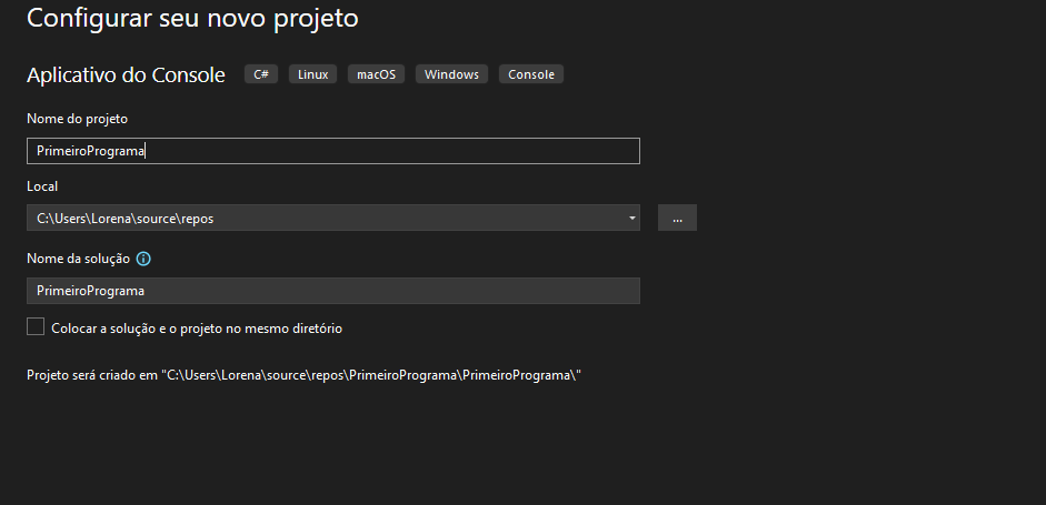 Escolhendo um novo nome