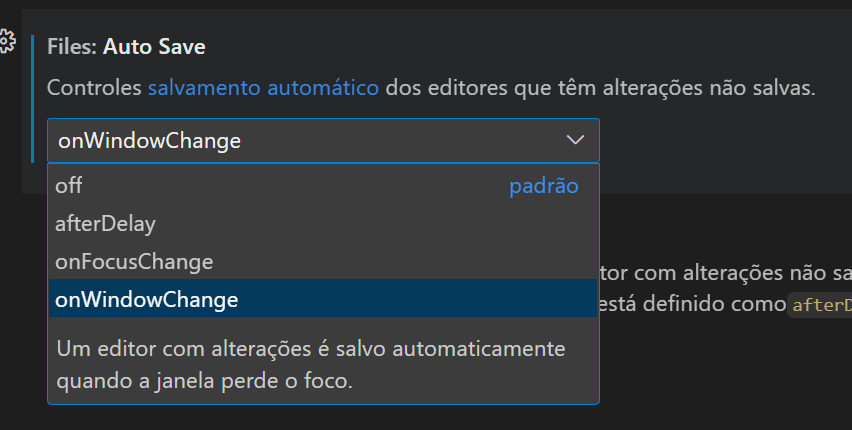 opções de auto save