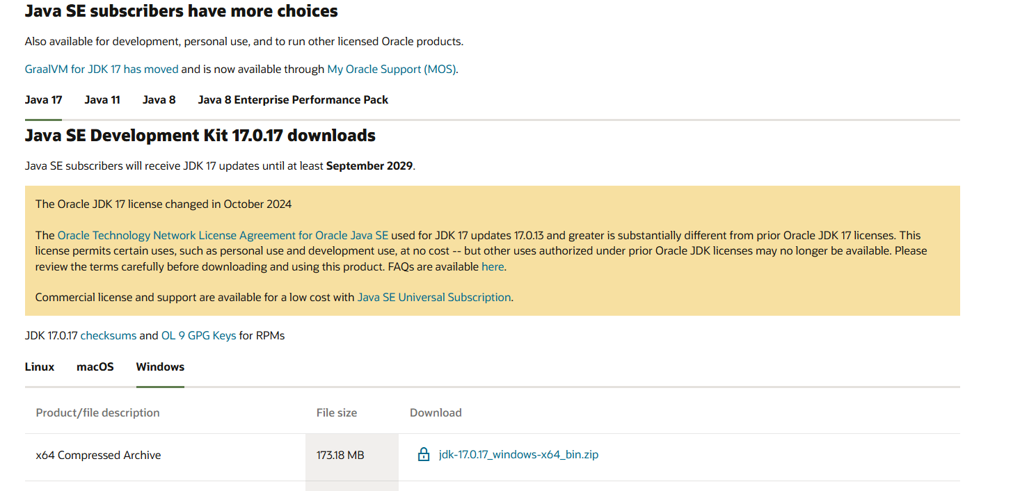 print mostrando java 17