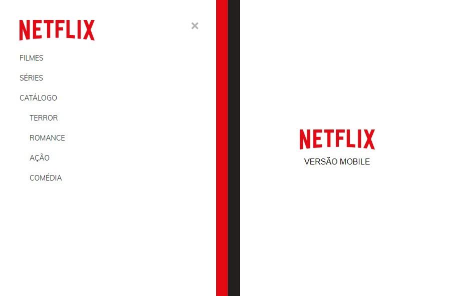 Menu Mobile Hamburguer Netflix