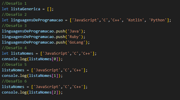 Foto do VSCode com a resolução dos desafios