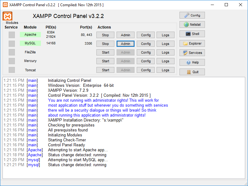 Xampp Control Panel