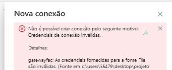 erro ao criar nova conexão com autenticação por meio do windows