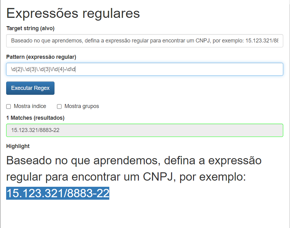 IResolução da Questão: Criando uma expressão regular para encontra CNPJ