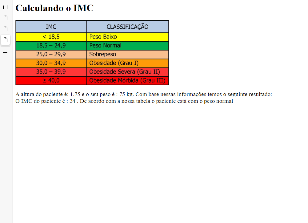 Imagem da tabela do IMC