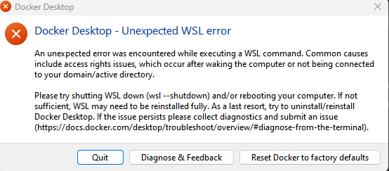 Unexpected WSL error