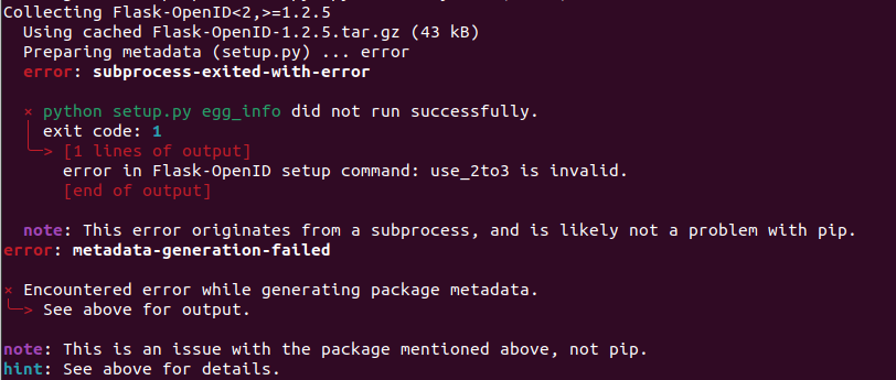 Mensagem de erro no terminal do ubuntu