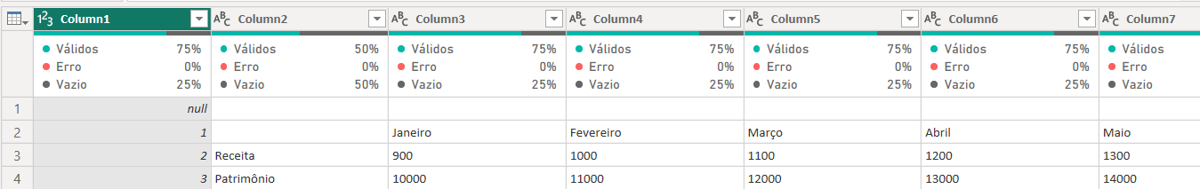 Captura de tela da tabela utilizada como exemplo, sem tratamento.