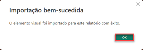 Captura de tela da janela informando que a importação foi bem-sucedida.