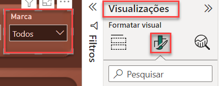 Captura de tela do visual de marca e sua configuração de visual