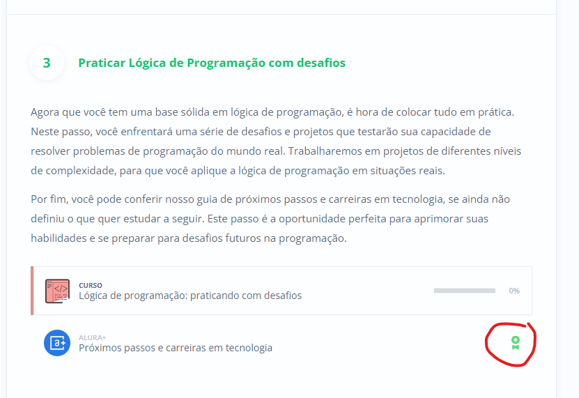 Passo 3 da formação iniciante em programação.