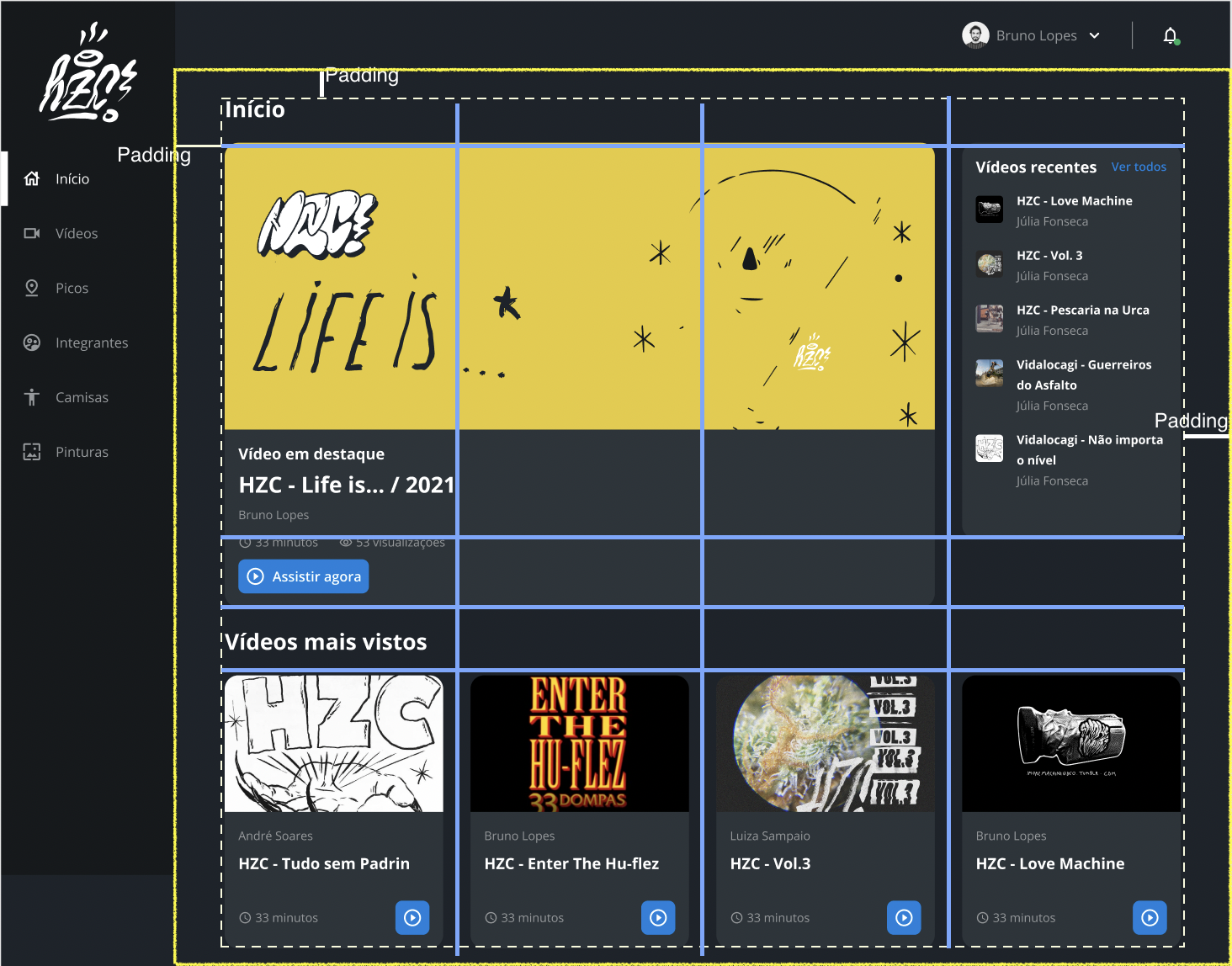 organização usando flex grid