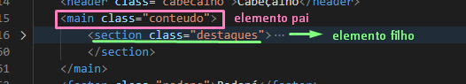 Print do terminal com o código HTML que demonstra que só existe um elemento filho para a class conteudo