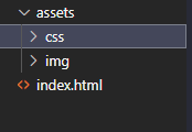 Imagem de uma pasta assets com duas pastas dentro dela: css e img