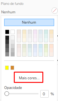 captura de imagem para mostrar aonde clicar para obter cores mais fortes, ao clicar em Layout, depois em plano de fundo, clique no link "mais cores..." e poderá selecionar a cor que deseja!