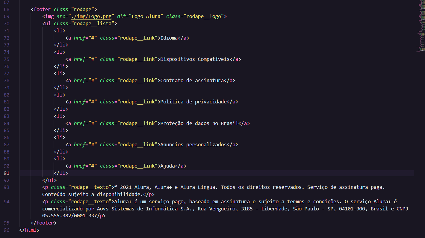 O HTML como está.