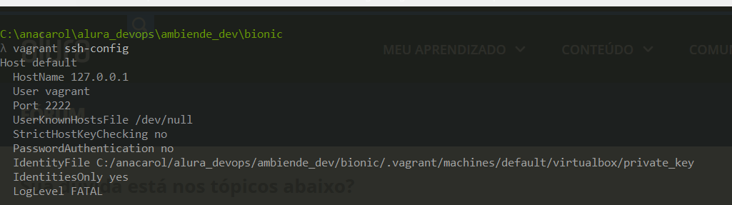 vagrant ssh-config