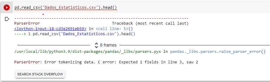 PROBLEMAS AO TENTAR LER ARQUIVO CSV NO PANDAS