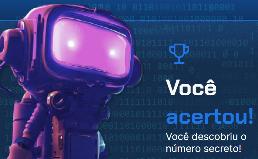 imagem de fundo do projeto com a mensagem "Você acertou! Você descobriu o número secreto!"