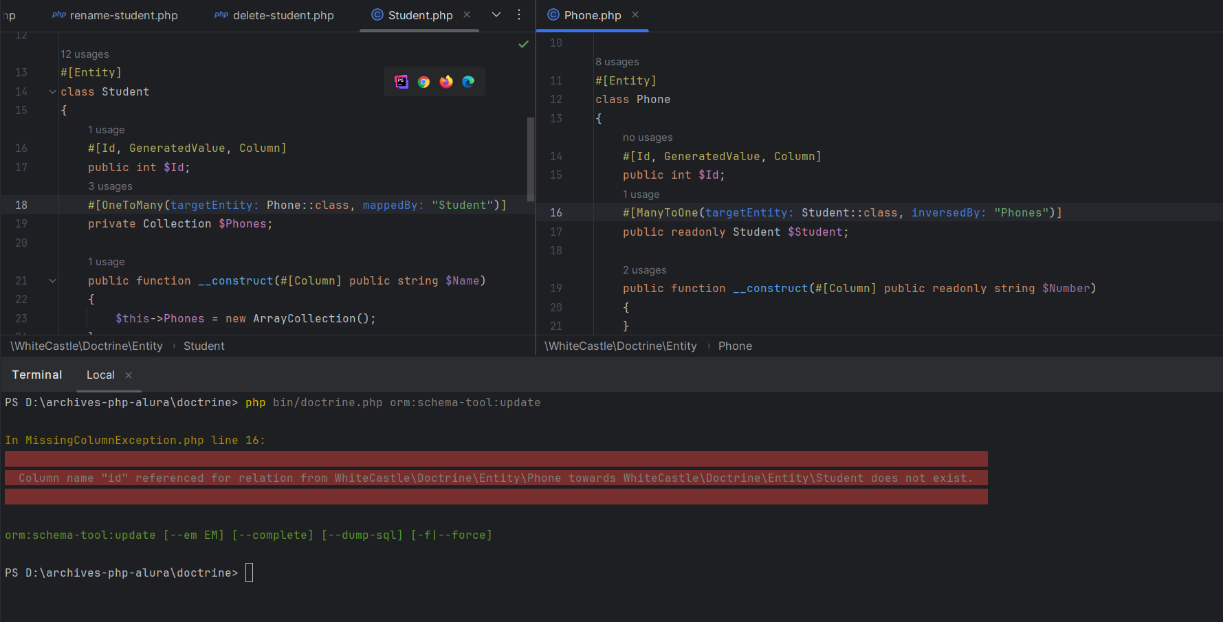 uma screenshot do editor de código PHPStorm.