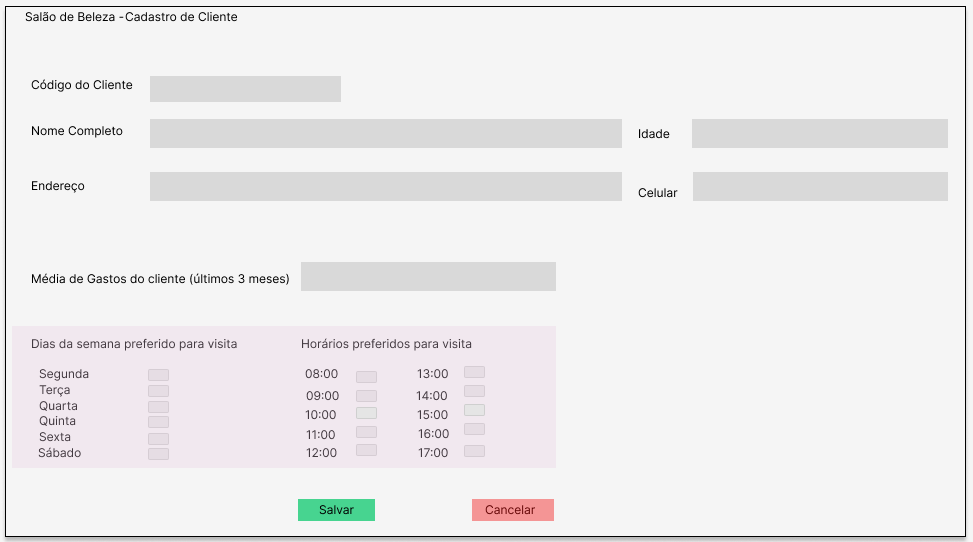 Cadastro Cliente - Prototipo