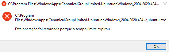 Esta operação foi estornada porque o tempo limite expirou