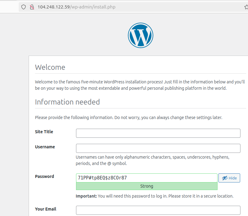 tela de login wordpress