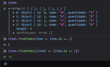 inconsistência no array.prototype.findIndex