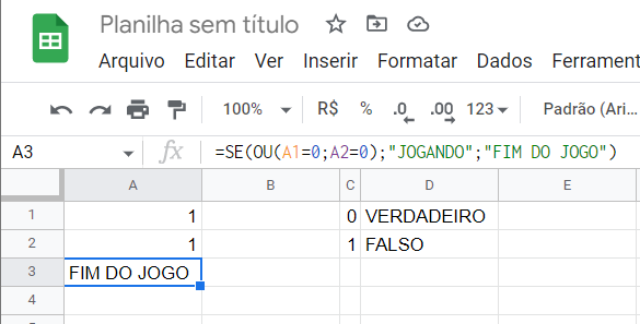 Print da planilha do Excel com a formúla que usei para mesmo teste de comparação e relação entre Pyhon e Excel