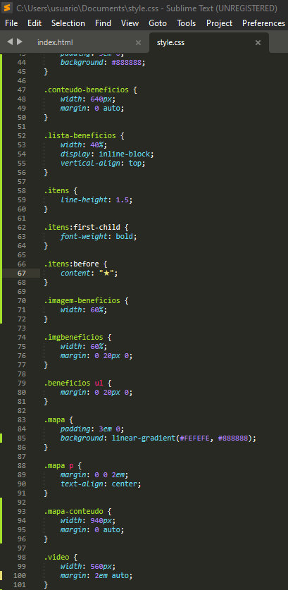 Código CSS.