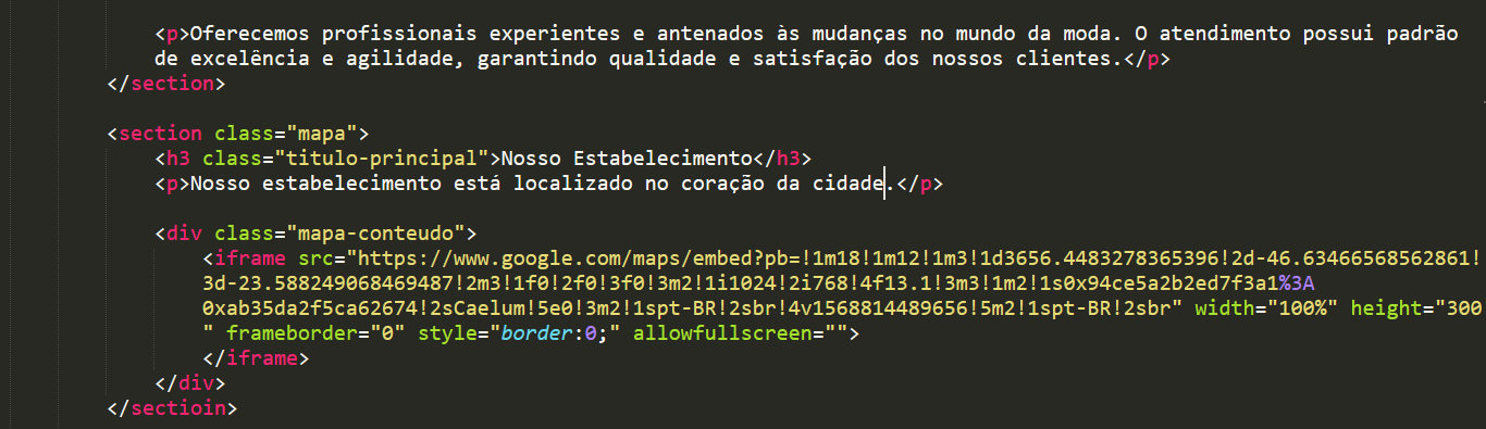 Imagem código mapa HTML.