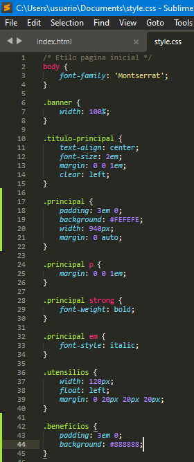 Código CSS.