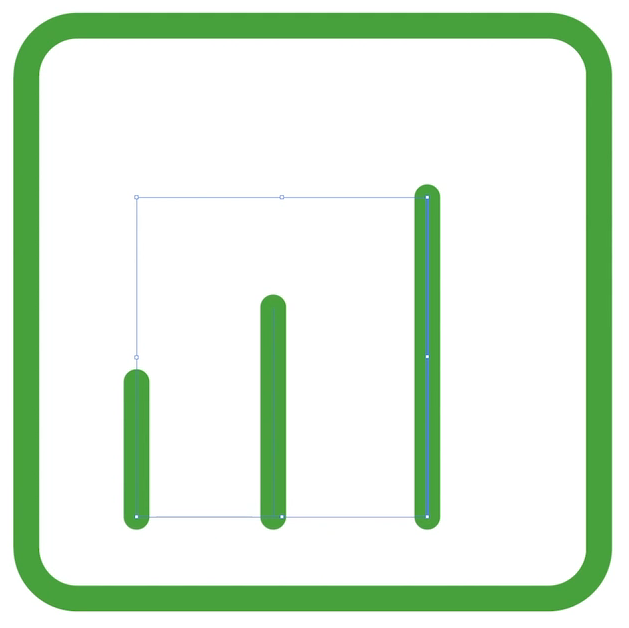 Prancheta igual à descrita anteriormente, contendo o contorno verde quadrado com as três barras verticais verdes dispostas lado a lado, conforme descrito acima na transcrição.