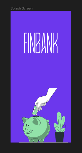 protótipo do Figma para a splash screen do FinBank.