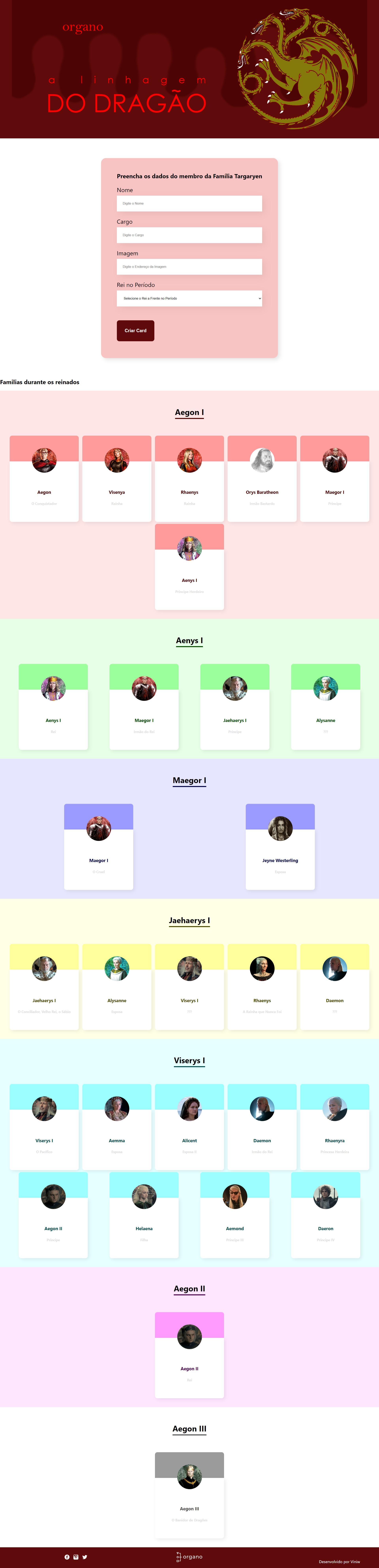 Projeto baseado na arvore genealogica dos targaryens