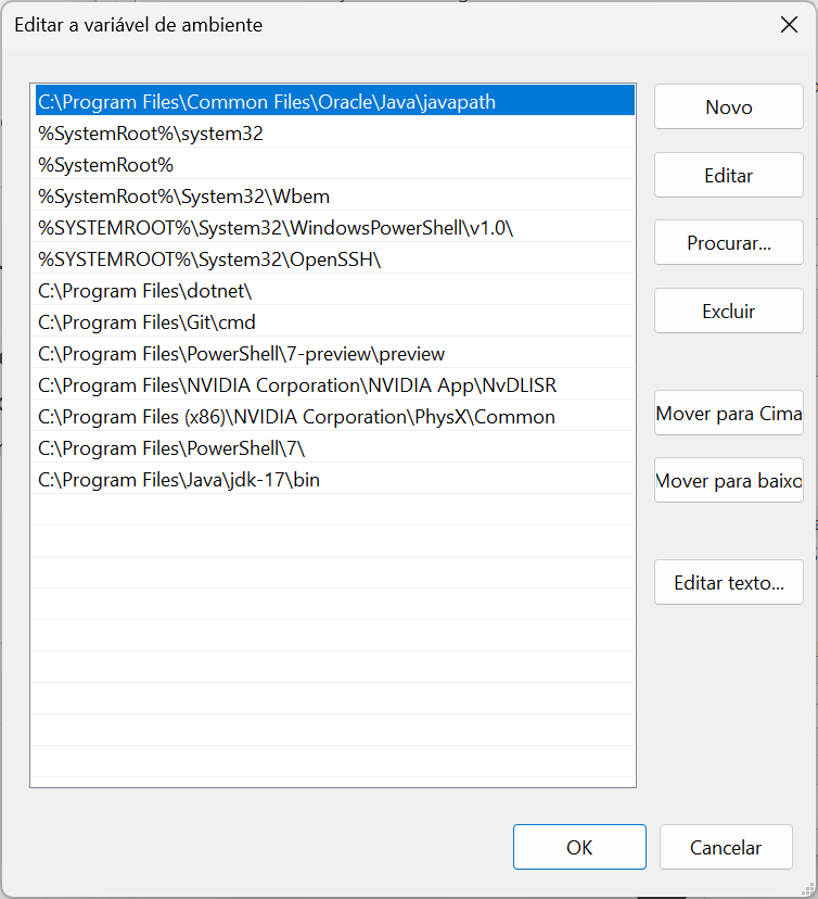 Variáveis de sistema