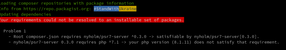 nyholm/psr7-server requires php 7.1