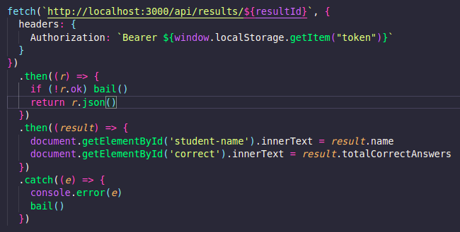 texo de código do arquivo results.js