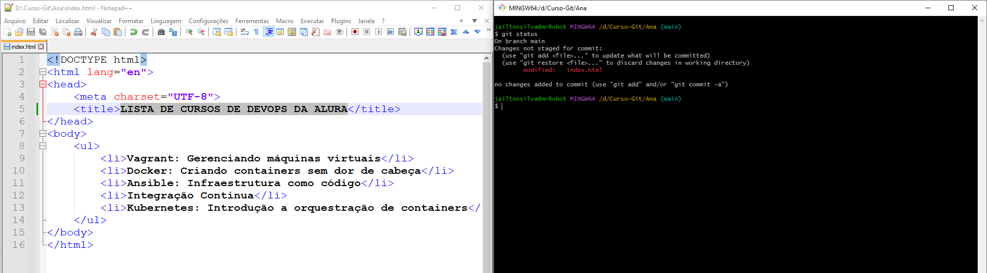 Aula 5 - Exercício 7, Git e Github: controle e compartilhe seu código