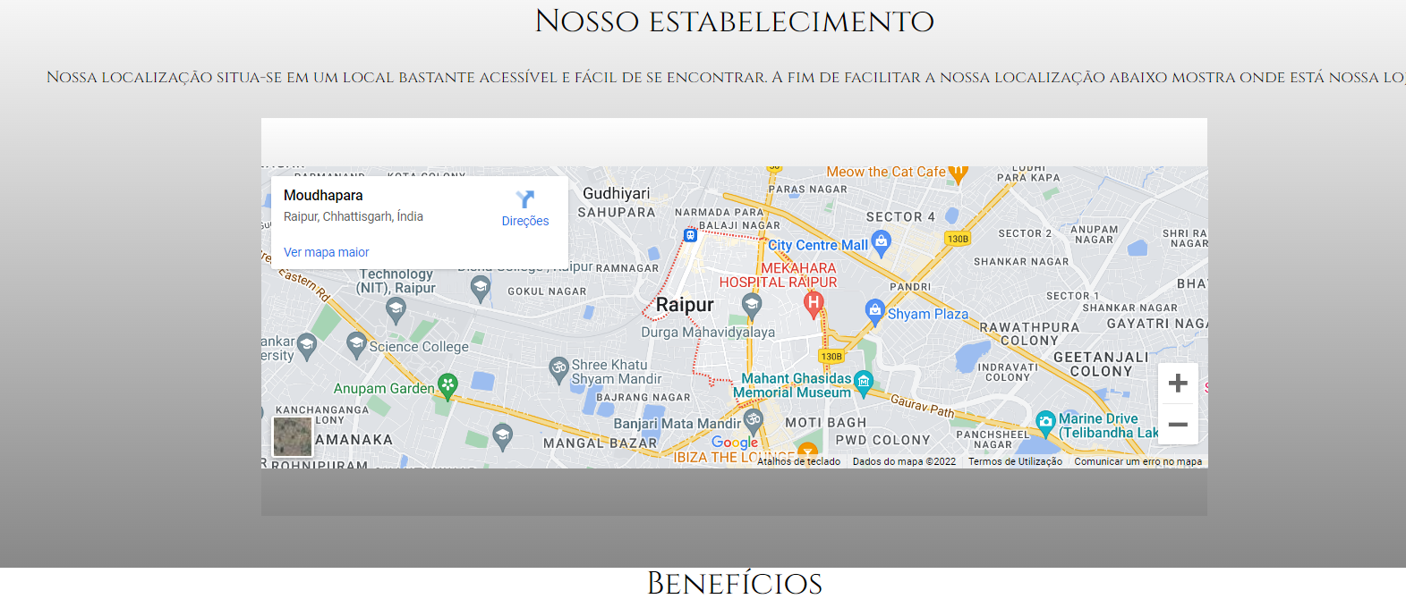 Como fica o gradiente com o mapa aparecendo na tela